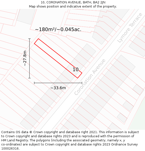 10, CORONATION AVENUE, BATH, BA2 2JN: Plot and title map