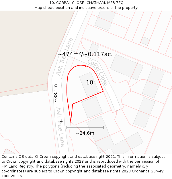 10, CORRAL CLOSE, CHATHAM, ME5 7EQ: Plot and title map