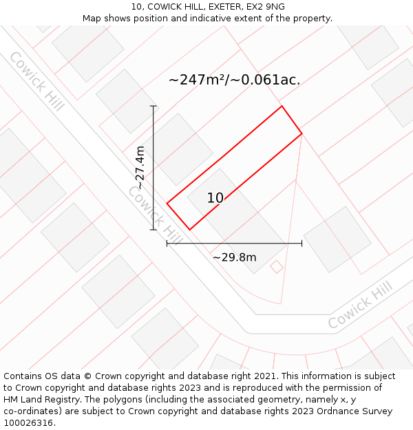 10, COWICK HILL, EXETER, EX2 9NG: Plot and title map
