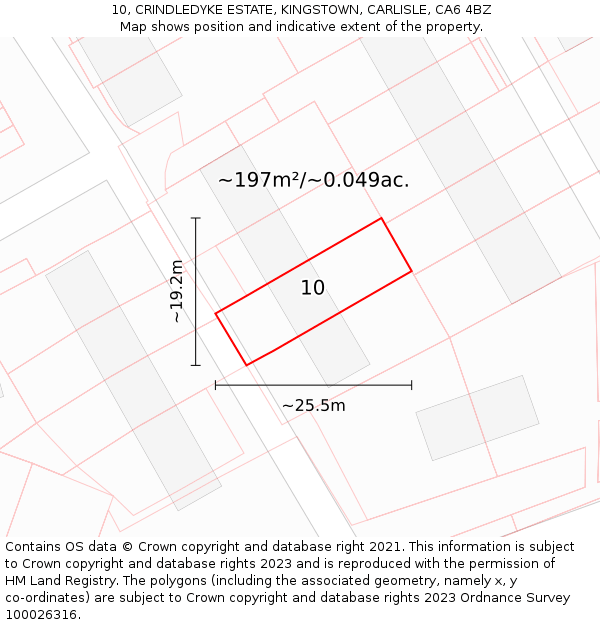 10, CRINDLEDYKE ESTATE, KINGSTOWN, CARLISLE, CA6 4BZ: Plot and title map