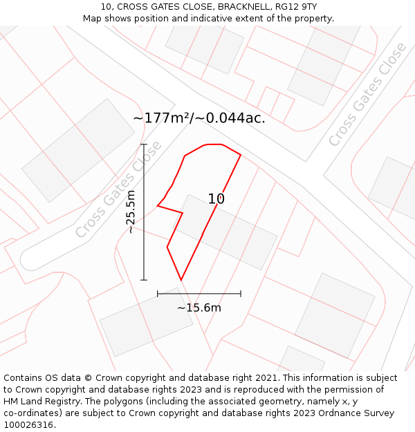10, CROSS GATES CLOSE, BRACKNELL, RG12 9TY: Plot and title map