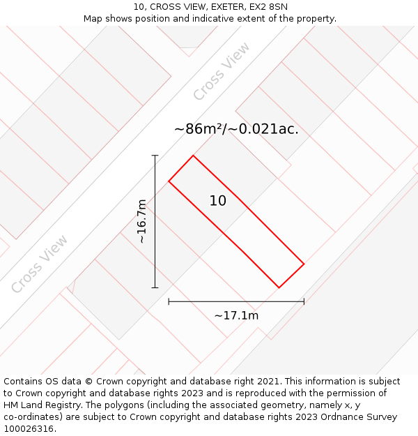 10, CROSS VIEW, EXETER, EX2 8SN: Plot and title map
