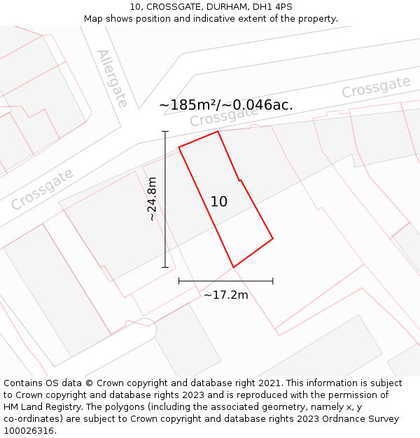 10, CROSSGATE, DURHAM, DH1 4PS: Plot and title map