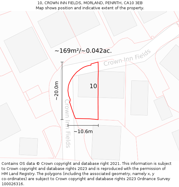 10, CROWN INN FIELDS, MORLAND, PENRITH, CA10 3EB: Plot and title map