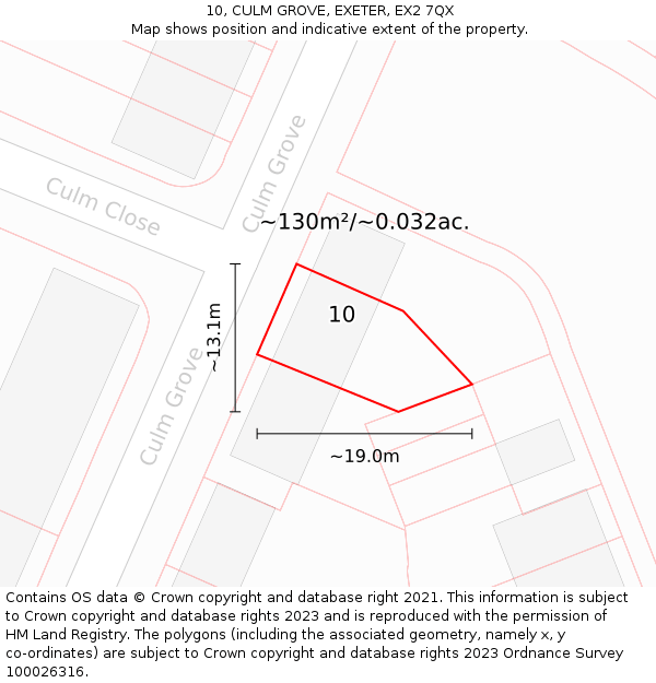 10, CULM GROVE, EXETER, EX2 7QX: Plot and title map