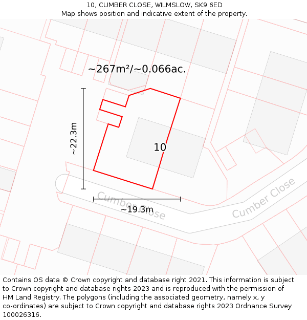 10, CUMBER CLOSE, WILMSLOW, SK9 6ED: Plot and title map
