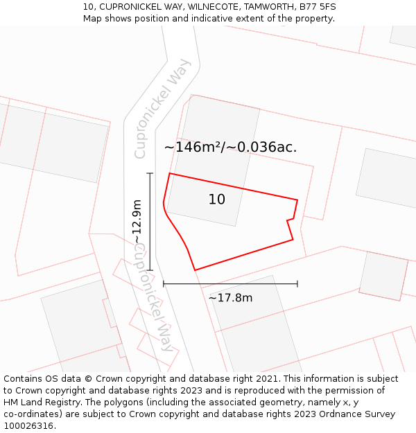 10, CUPRONICKEL WAY, WILNECOTE, TAMWORTH, B77 5FS: Plot and title map