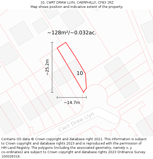 10, CWRT DRAW LLYN, CAERPHILLY, CF83 1RZ: Plot and title map