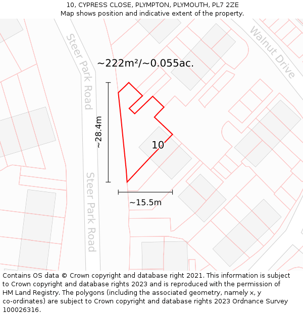 10, CYPRESS CLOSE, PLYMPTON, PLYMOUTH, PL7 2ZE: Plot and title map