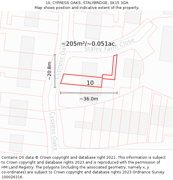 10, CYPRESS OAKS, STALYBRIDGE, SK15 3GA: Plot and title map