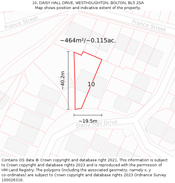 10, DAISY HALL DRIVE, WESTHOUGHTON, BOLTON, BL5 2SA: Plot and title map