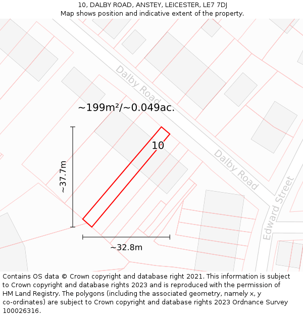 10, DALBY ROAD, ANSTEY, LEICESTER, LE7 7DJ: Plot and title map