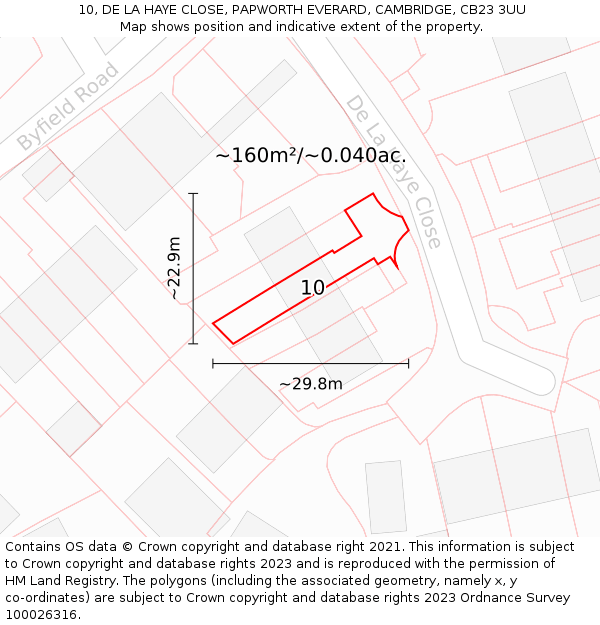 10, DE LA HAYE CLOSE, PAPWORTH EVERARD, CAMBRIDGE, CB23 3UU: Plot and title map