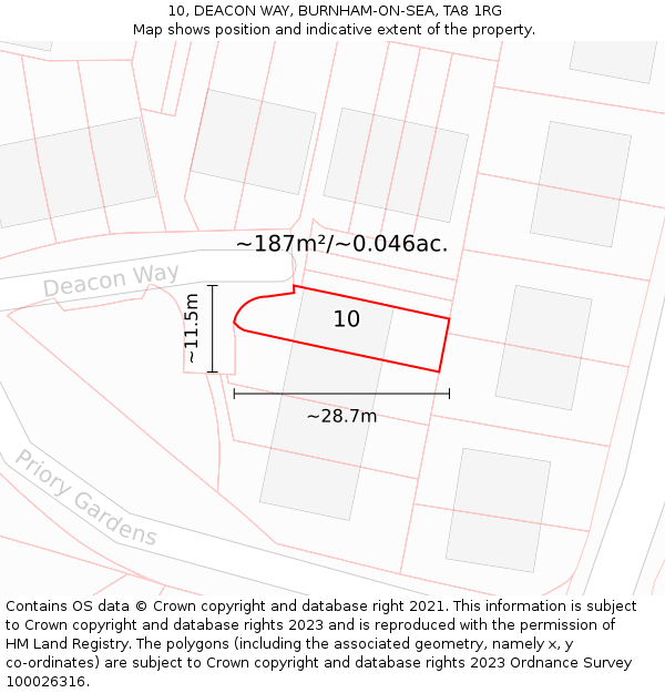 10, DEACON WAY, BURNHAM-ON-SEA, TA8 1RG: Plot and title map