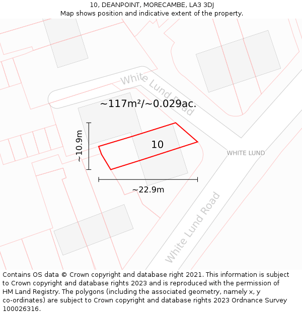 10, DEANPOINT, MORECAMBE, LA3 3DJ: Plot and title map