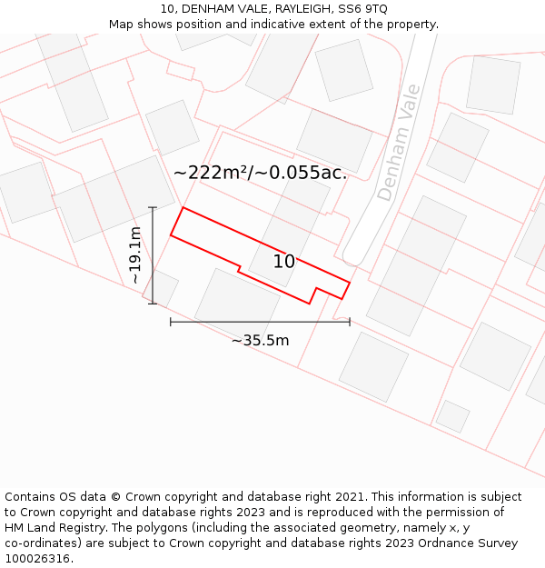 10, DENHAM VALE, RAYLEIGH, SS6 9TQ: Plot and title map