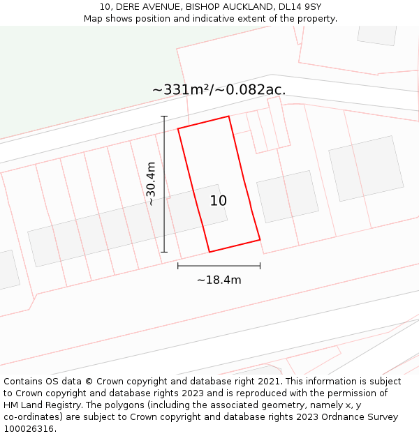 10, DERE AVENUE, BISHOP AUCKLAND, DL14 9SY: Plot and title map