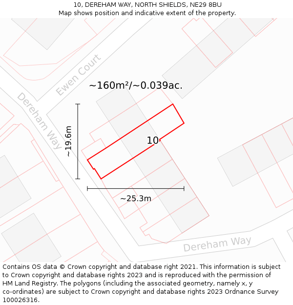 10, DEREHAM WAY, NORTH SHIELDS, NE29 8BU: Plot and title map