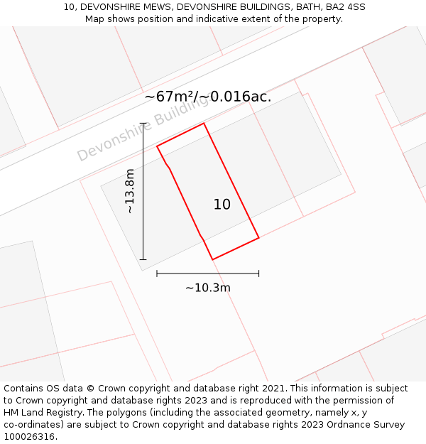 10, DEVONSHIRE MEWS, DEVONSHIRE BUILDINGS, BATH, BA2 4SS: Plot and title map