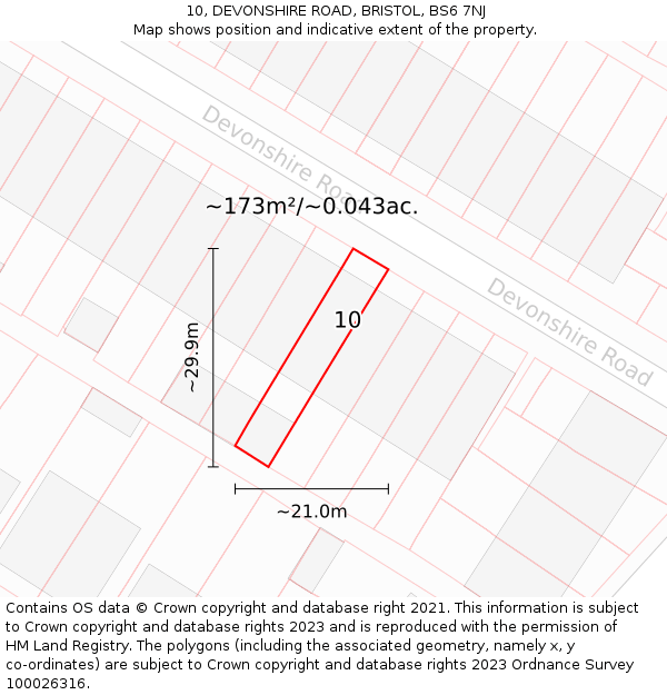 10, DEVONSHIRE ROAD, BRISTOL, BS6 7NJ: Plot and title map