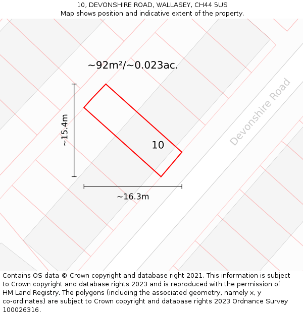 10, DEVONSHIRE ROAD, WALLASEY, CH44 5US: Plot and title map