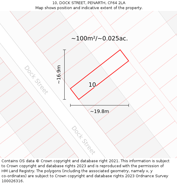 10, DOCK STREET, PENARTH, CF64 2LA: Plot and title map