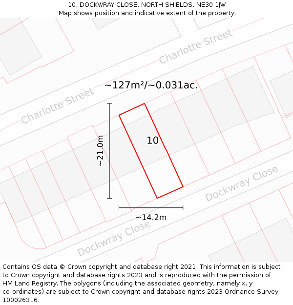 10, DOCKWRAY CLOSE, NORTH SHIELDS, NE30 1JW: Plot and title map