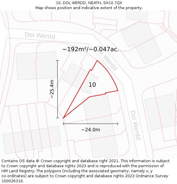 10, DOL WERDD, NEATH, SA10 7QX: Plot and title map
