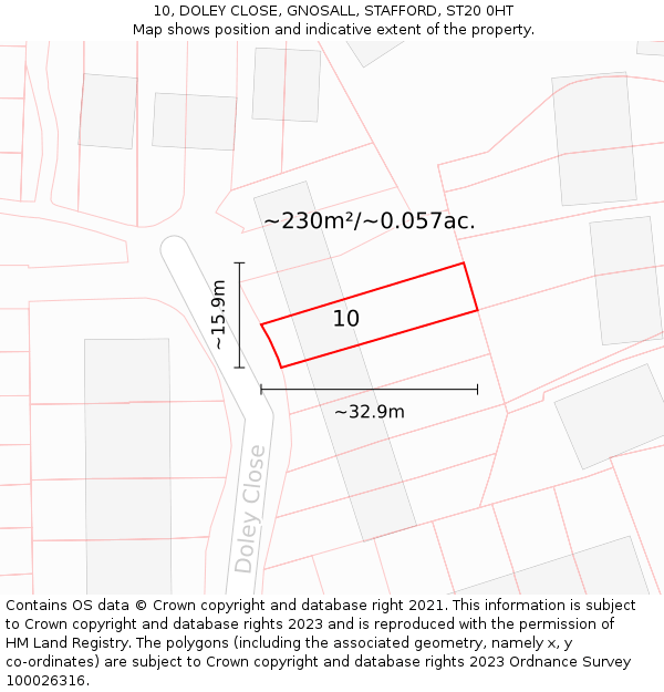 10, DOLEY CLOSE, GNOSALL, STAFFORD, ST20 0HT: Plot and title map