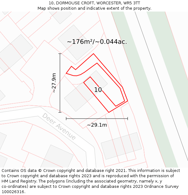 10, DORMOUSE CROFT, WORCESTER, WR5 3TT: Plot and title map