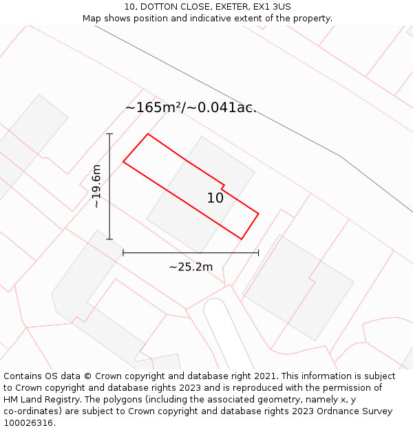 10, DOTTON CLOSE, EXETER, EX1 3US: Plot and title map