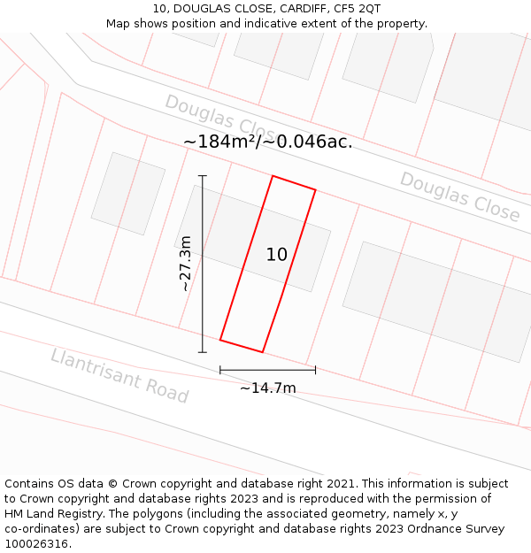 10, DOUGLAS CLOSE, CARDIFF, CF5 2QT: Plot and title map