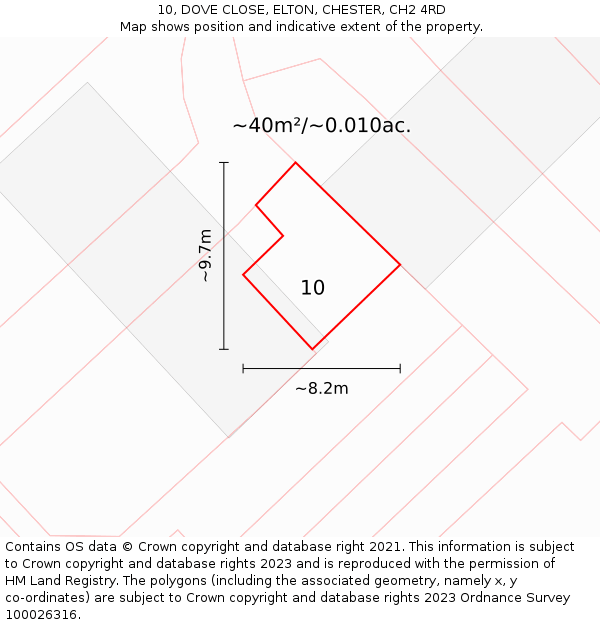10, DOVE CLOSE, ELTON, CHESTER, CH2 4RD: Plot and title map
