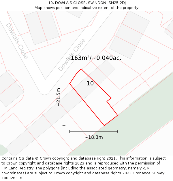 10, DOWLAIS CLOSE, SWINDON, SN25 2DJ: Plot and title map