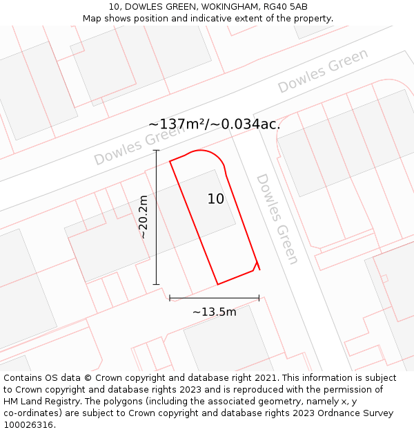 10, DOWLES GREEN, WOKINGHAM, RG40 5AB: Plot and title map