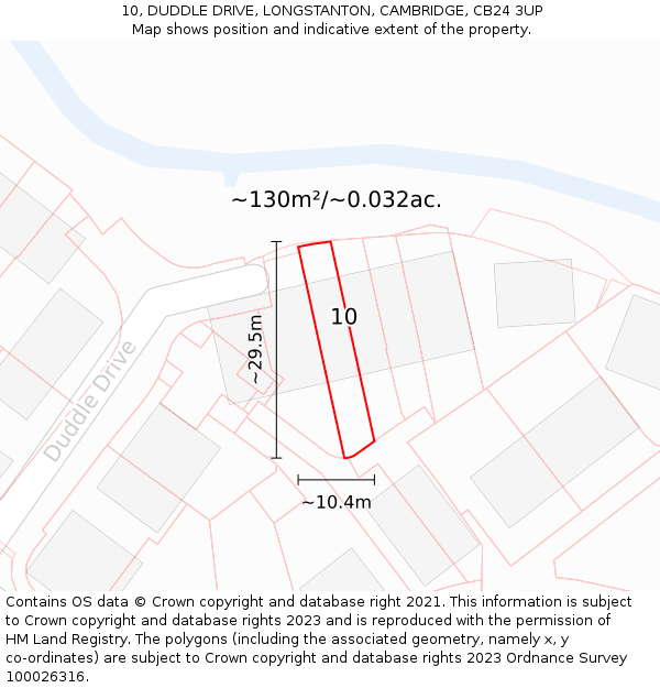 10, DUDDLE DRIVE, LONGSTANTON, CAMBRIDGE, CB24 3UP: Plot and title map