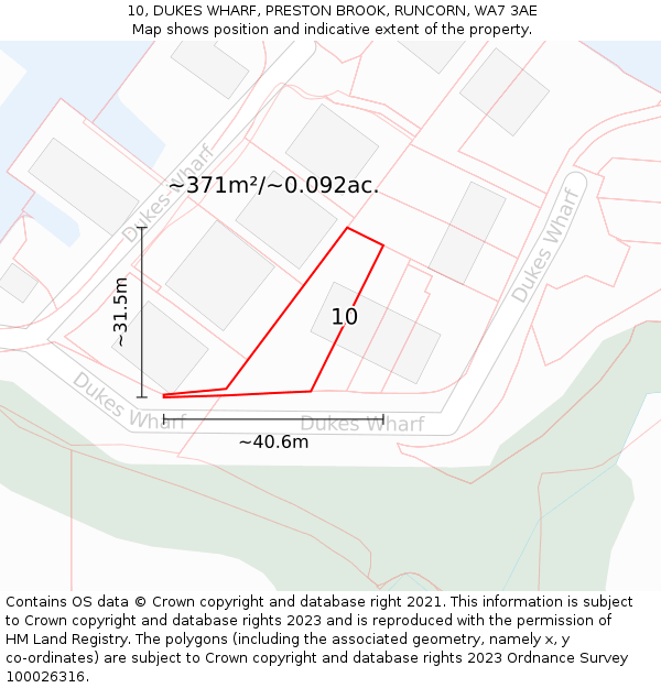 10, DUKES WHARF, PRESTON BROOK, RUNCORN, WA7 3AE: Plot and title map