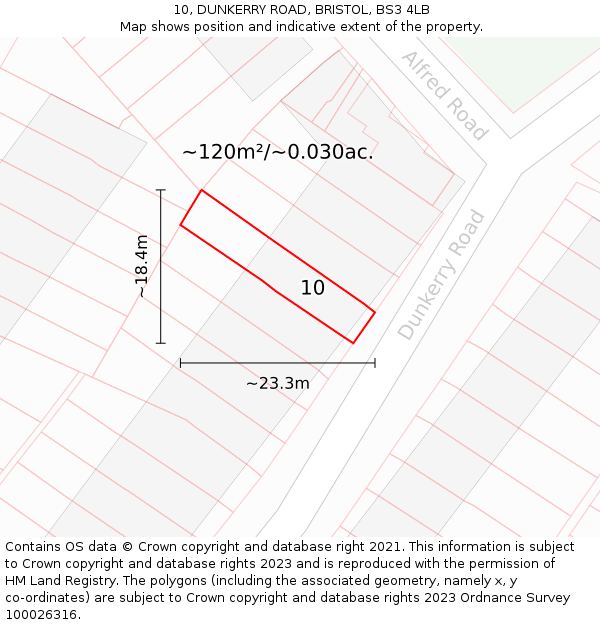 10, DUNKERRY ROAD, BRISTOL, BS3 4LB: Plot and title map