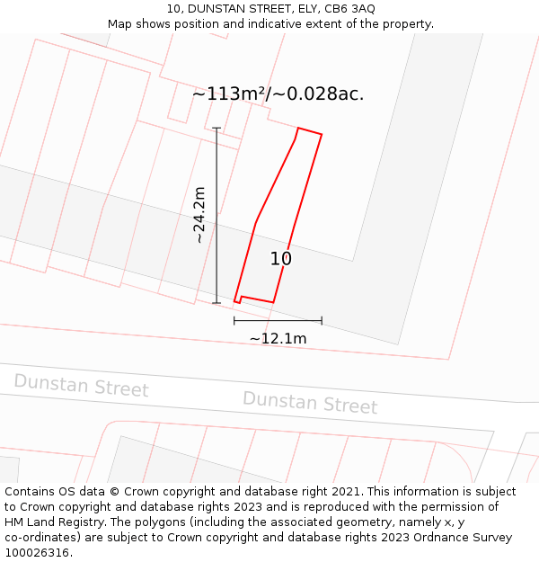 10, DUNSTAN STREET, ELY, CB6 3AQ: Plot and title map