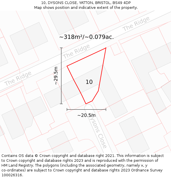 10, DYSONS CLOSE, YATTON, BRISTOL, BS49 4DP: Plot and title map