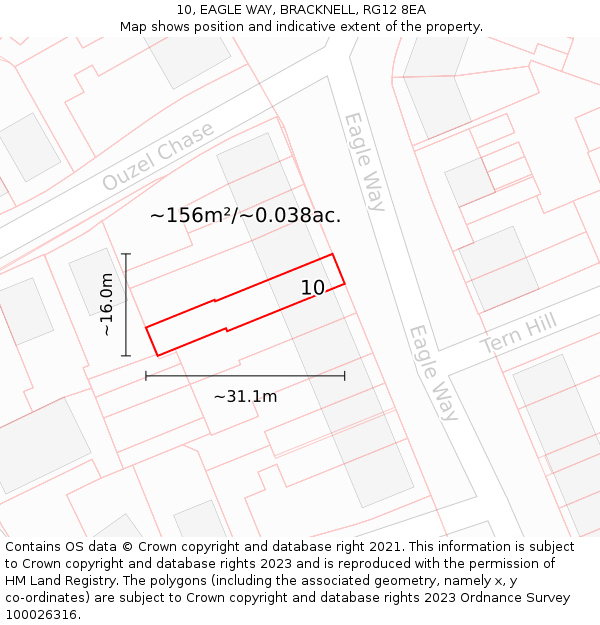 10, EAGLE WAY, BRACKNELL, RG12 8EA: Plot and title map