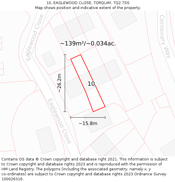 10, EAGLEWOOD CLOSE, TORQUAY, TQ2 7SS: Plot and title map