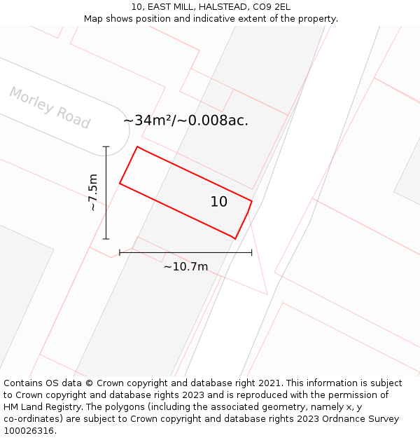 10, EAST MILL, HALSTEAD, CO9 2EL: Plot and title map