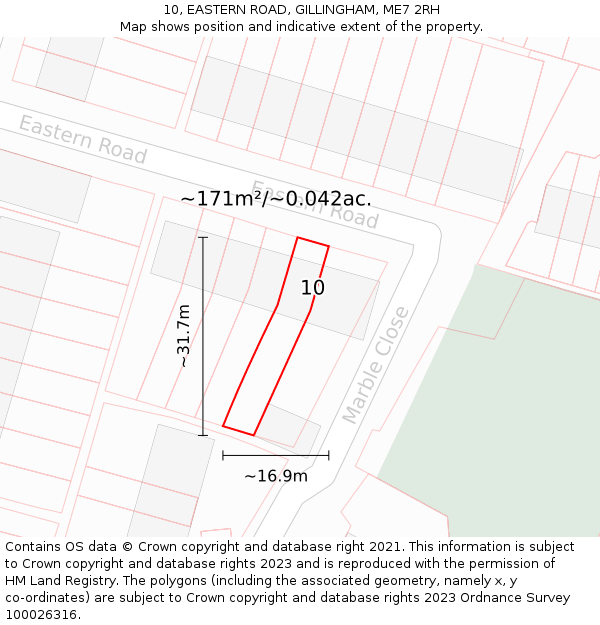 10, EASTERN ROAD, GILLINGHAM, ME7 2RH: Plot and title map