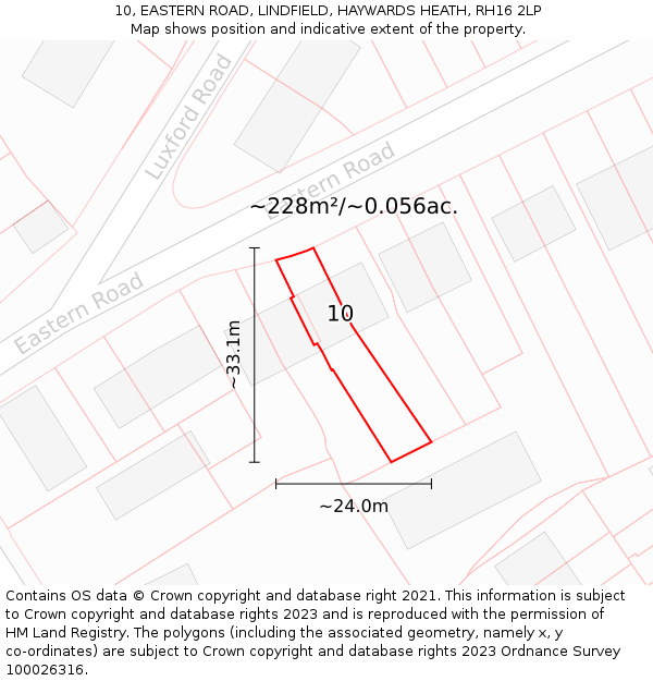 10, EASTERN ROAD, LINDFIELD, HAYWARDS HEATH, RH16 2LP: Plot and title map