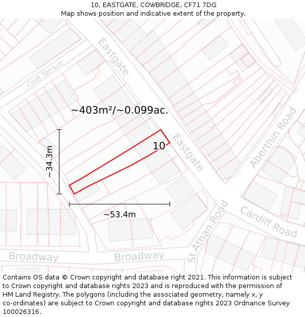 10, EASTGATE, COWBRIDGE, CF71 7DG: Plot and title map