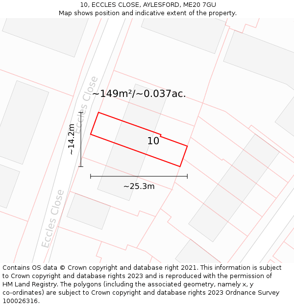 10, ECCLES CLOSE, AYLESFORD, ME20 7GU: Plot and title map
