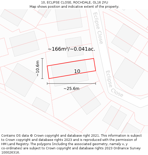 10, ECLIPSE CLOSE, ROCHDALE, OL16 2YU: Plot and title map
