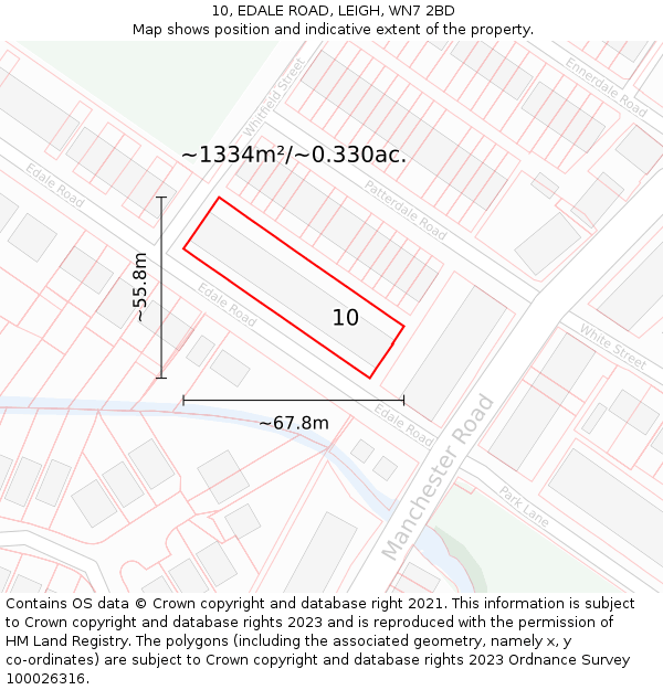 10, EDALE ROAD, LEIGH, WN7 2BD: Plot and title map