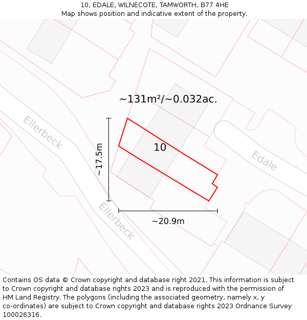10, EDALE, WILNECOTE, TAMWORTH, B77 4HE: Plot and title map